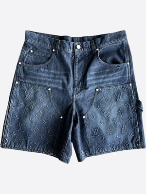 LOUIS VUITTON BLUE MONOGRAM CARPENTER DENIM SHORTS