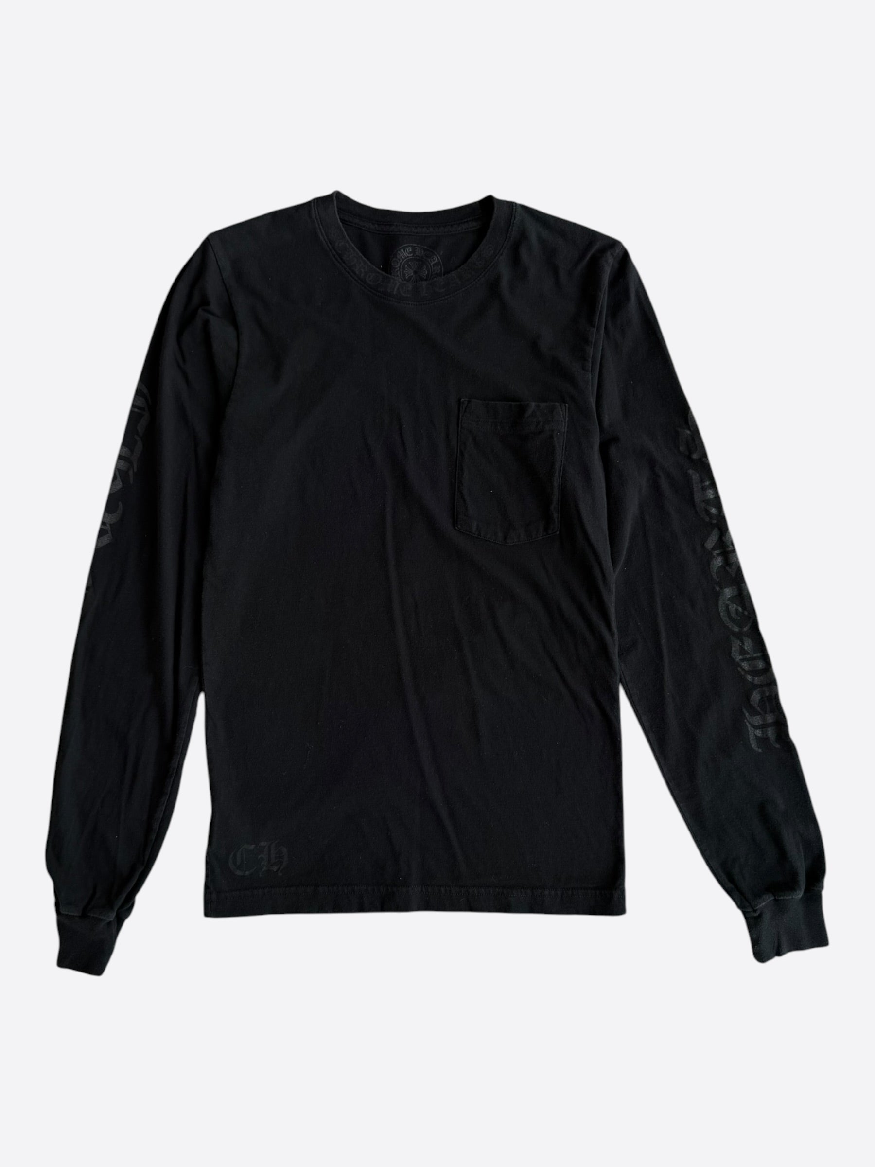 CHROME HEARTS BLACK NECK LOGO LONGSLEEVE TEE