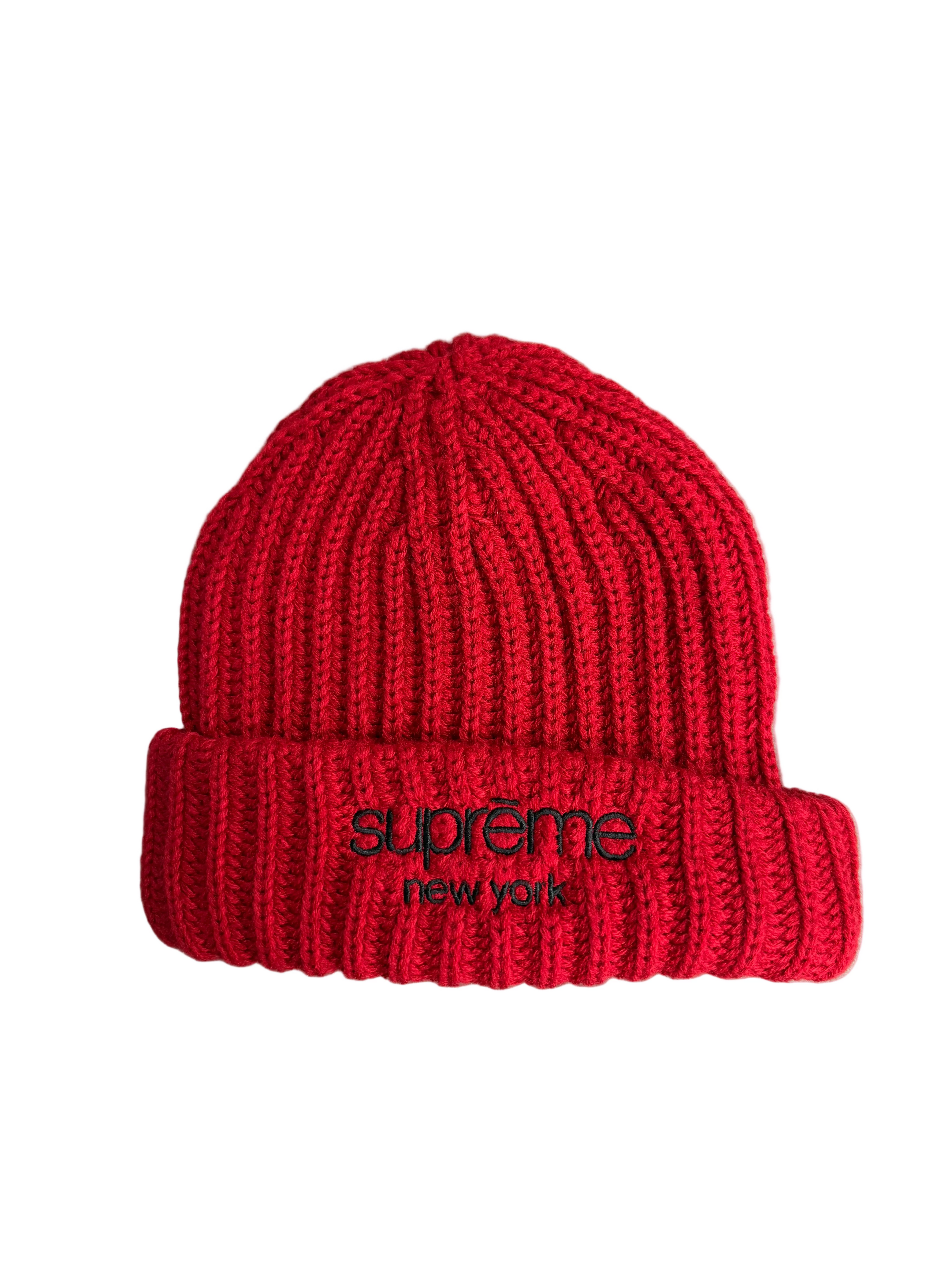 SUPREME CLASSIC LOGO CHUNKY BEANIE RED