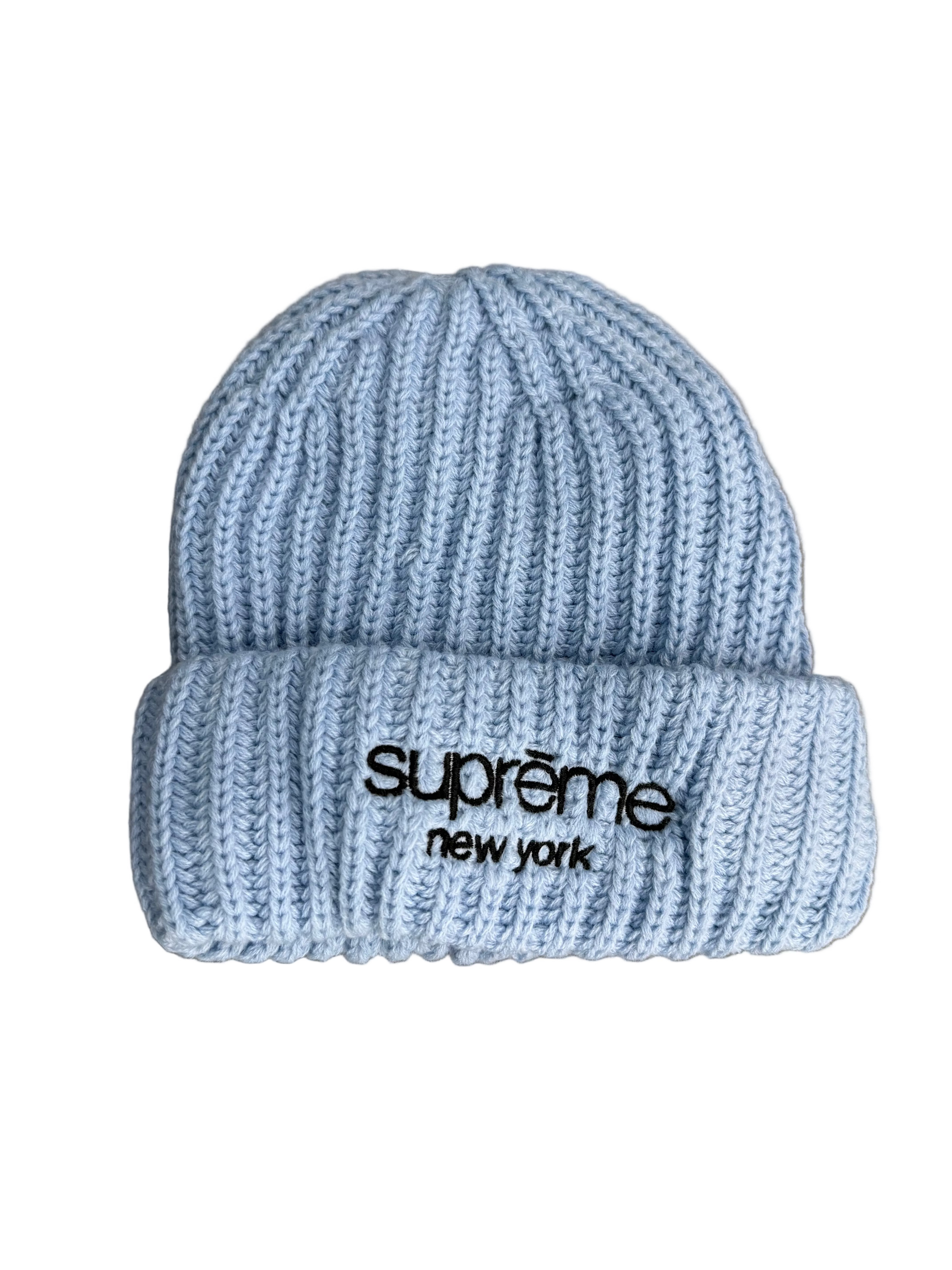 SUPREME CLASSIC LOGO CHUNKY BEANIE BLUE