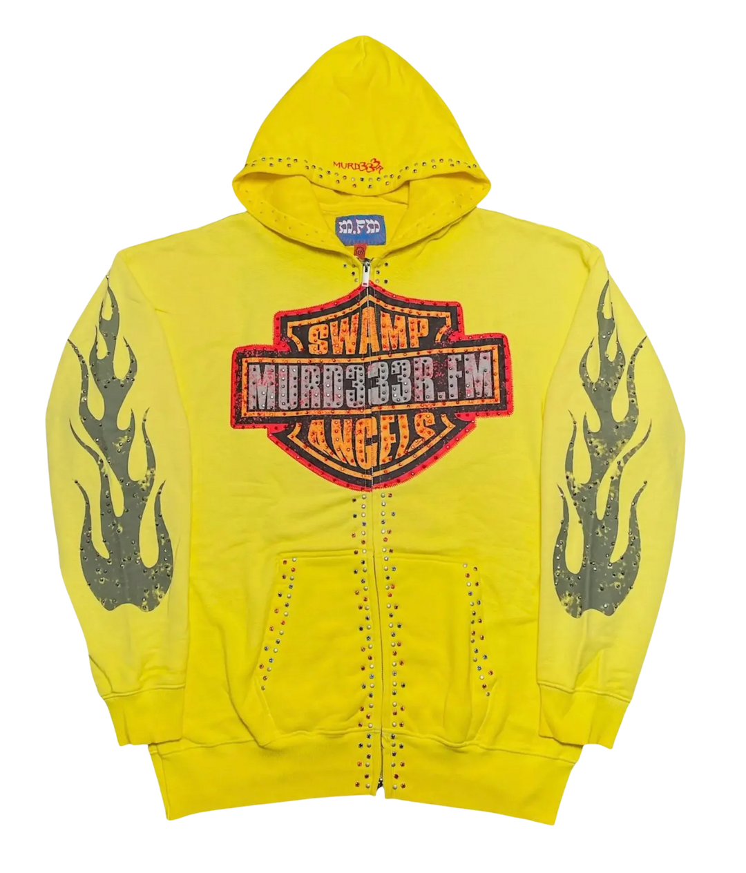 MURD33R.FM YELLOW ZIP UP HOODIE