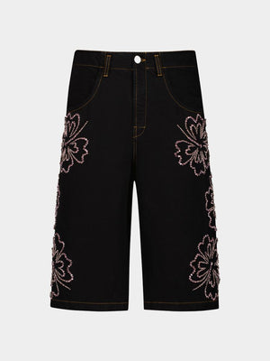 BLUEMARBLE EMBROIDERED HIBISCUS SHORTS