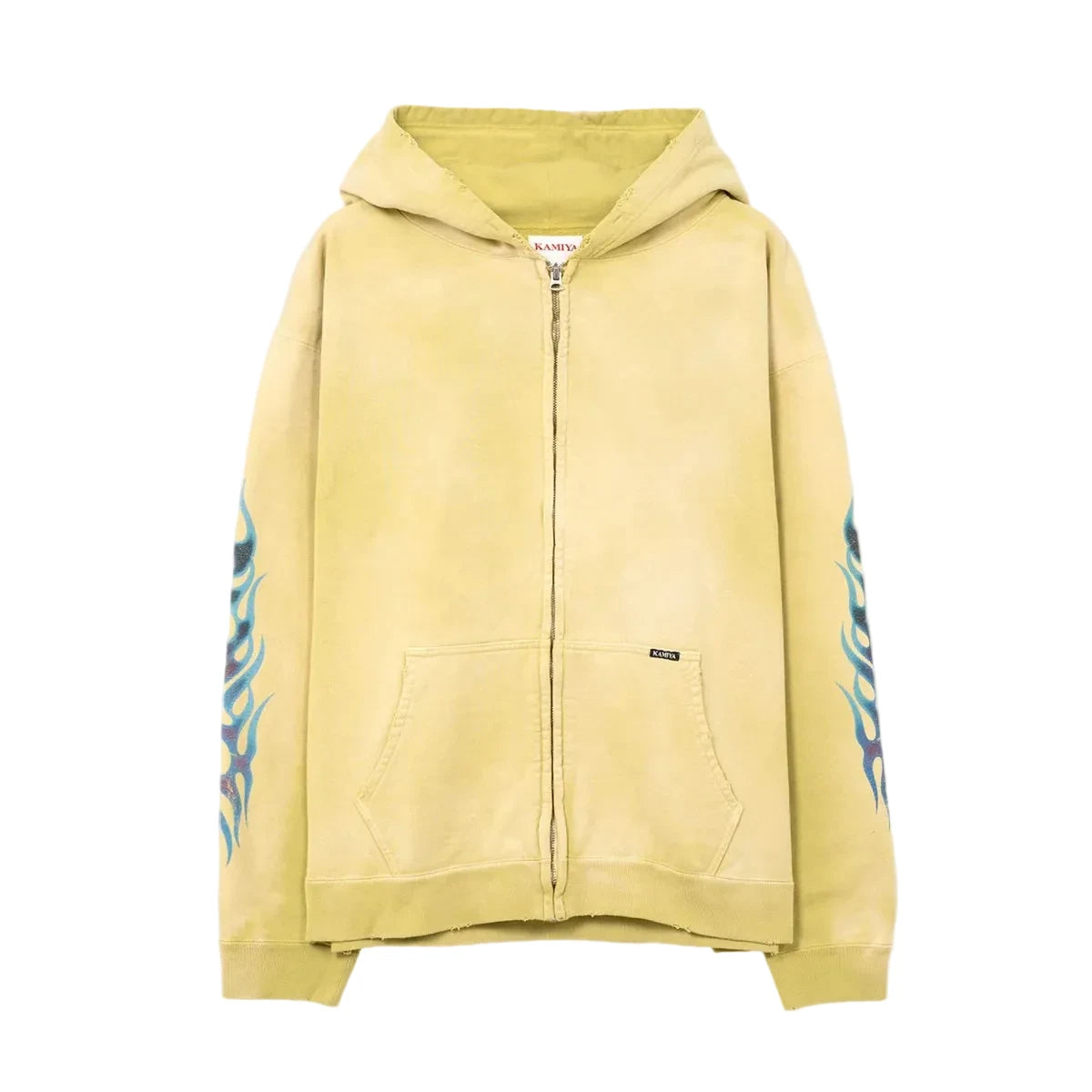 KAMIYA FIRE DISTRESSED ZIP UP HOODIE